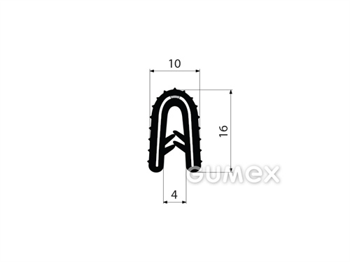 Profil U-PIRELI mit Metallverstärkung ohne Bauch A5631, PVC, 60°ShA, -40°C/+100°C, schwarz, 